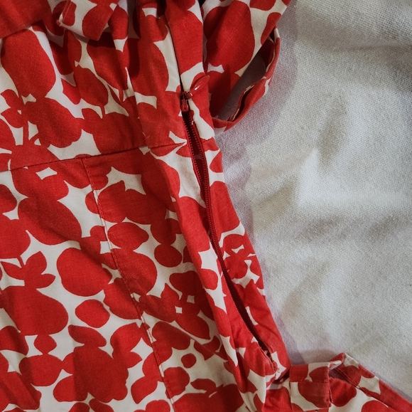 Boden Lara Red Floral Wrap Dress 2R | Cotton Fit & Flare Short Sleeve - Picture 7 of 7